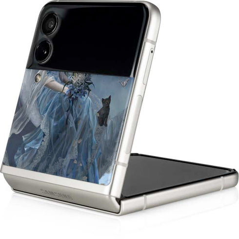 Fairy with Black Cat Sitting on Moon by Nene Thomas Galaxy Z Flip4 5G Skin